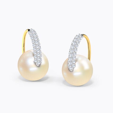 Flurry Pearl Drop Earrings Diamond,Gemstone Earrings 18 Karat White Gold Flurry Pearl Drop Earrings