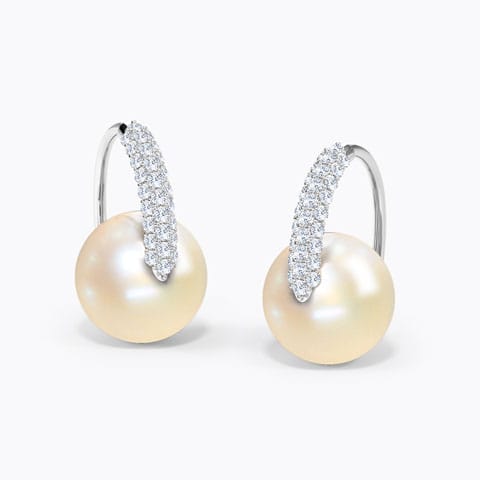 Flurry Pearl Drop Earrings Diamond,Gemstone Earrings 18 Karat White Gold Flurry Pearl Drop Earrings