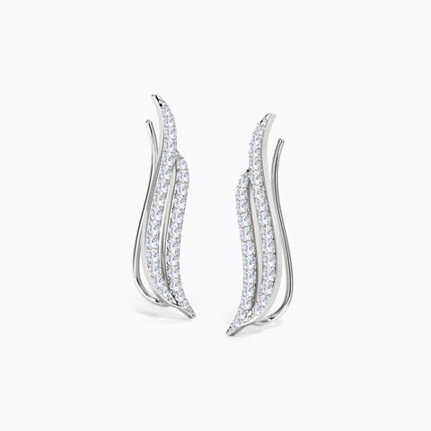 Sweep Diamond Ear Cuffs Diamond Earrings 18 Karat White Gold Sweep Diamond Ear Cuffs