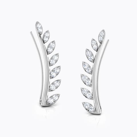 Olive Diamond Ear Cuffs Diamond Earrings 18 Karat White Gold Olive Diamond Ear Cuffs