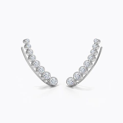 Circles Diamond Ear Cuffs Diamond Earrings 18 Karat White Gold Circles Diamond Ear Cuffs