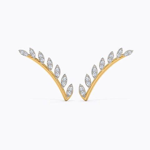 Daisy Diamond Ear Cuffs Diamond Earrings 18 Karat Yellow Gold Daisy Diamond Ear Cuffs