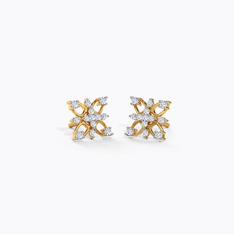 Sparkle Cluster Diamond Stud Earrings Diamond Earrings 18 Karat Yellow Gold Sparkle Cluster Diamond Stud Earrings