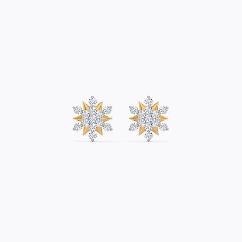 Adhira Cluster Diamond Stud Earrings Diamond Earrings 18 Karat Yellow Gold Adhira Cluster Diamond Stud Earrings