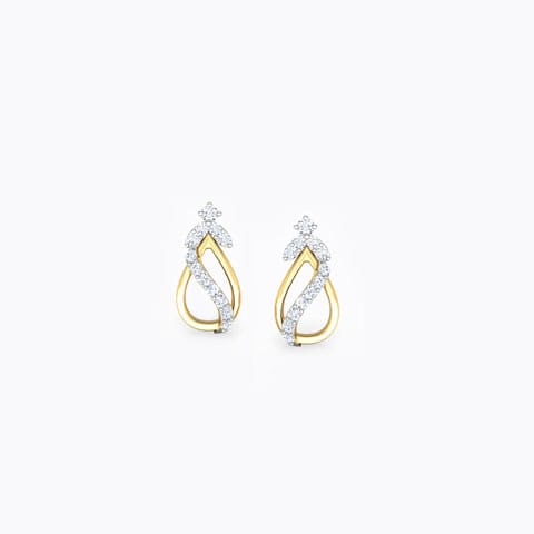 Tress Elegant Diamond Stud Earrings Diamond Earrings 18 Karat Yellow Gold Tress Elegant Diamond Stud Earrings