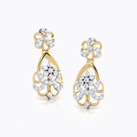 Fiona Wavy Diamond Drop Earrings Diamond Earrings 18 Karat Yellow Gold Fiona Wavy Diamond Drop Earrings