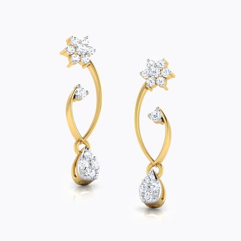 Floral Swirl Diamond Drop Earrings Diamond Earrings 18 Karat Yellow Gold Floral Swirl Diamond Drop Earrings