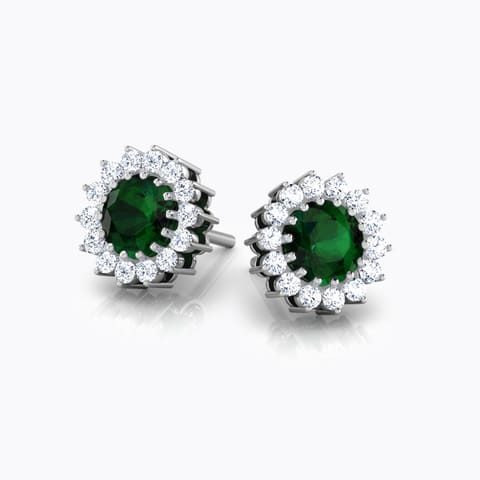 Lorea Flower Gemstone Stud Earrings Diamond,Gemstone Earrings 18 Karat White Gold Lorea Flower Gemstone Stud Earrings
