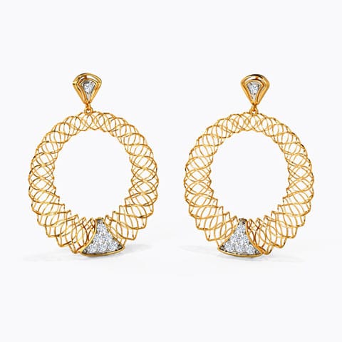 Orna Trellis Diamond Drop Earrings Diamond Earrings 18 Karat Yellow Gold Orna Trellis Diamond Drop Earrings