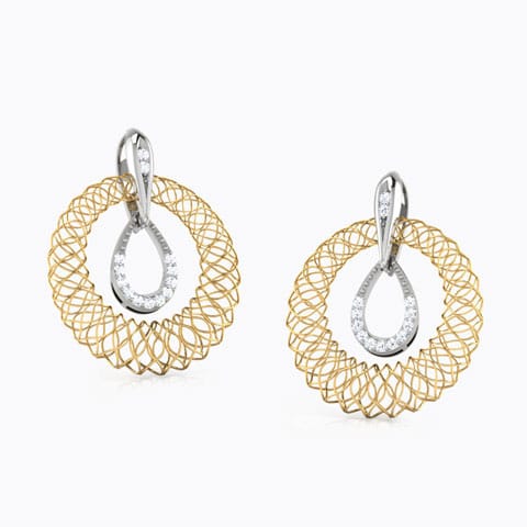 Agnes Trellis Diamond Drop Earrings Diamond Earrings 18 Karat Two Tone Gold Agnes Trellis Diamond Drop Earrings