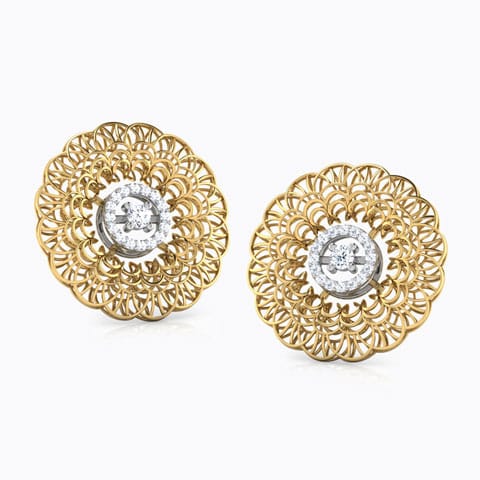 Paula Trellis Diamond Stud Earrings Diamond Earrings 18 Karat Two Tone Gold Paula Trellis Diamond Stud Earrings