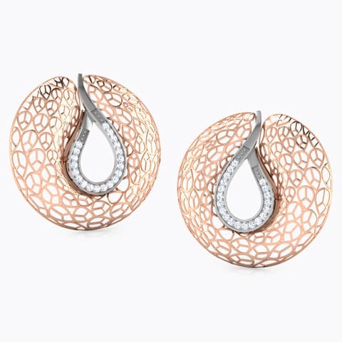 Carmel Trellis Diamond Stud Earrings Diamond Earrings 18 Karat Two Tone Gold Carmel Trellis Diamond Stud Earrings