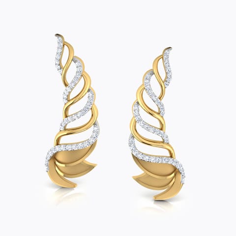 Lotus Layered Diamond Ear Cuffs Diamond Earrings 18 Karat Yellow Gold Lotus Layered Diamond Ear Cuffs