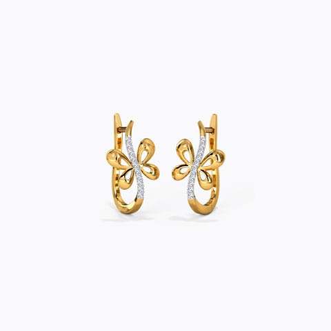 Adeal Butterfly Diamond Hoop Earrings Diamond Earrings 18 Karat Yellow Gold Adeal Butterfly Diamond Hoop Earrings