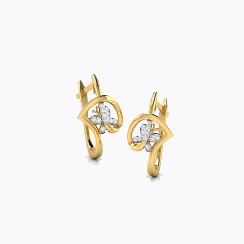 Butterfly Love Diamond Hoop Earrings Diamond Earrings 18 Karat Yellow Gold Butterfly Love Diamond Hoop Earrings