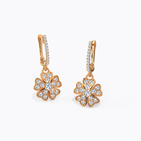 Clover Heart Flora Diamond Hoop Earrings Diamond Earrings 18 Karat Rose Gold Clover Heart Flora Diamond Hoop Earrings