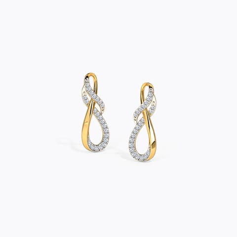 Fryda Inter-Twisted Diamond Stud Earrings Diamond Earrings 18 Karat Yellow Gold Fryda Inter-Twisted Diamond Stud Earrings