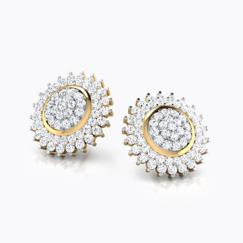 Clare Rounded Diamond Stud Earrings Diamond Earrings 18 Karat Yellow Gold Clare Rounded Diamond Stud Earrings