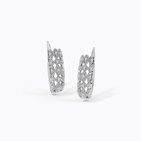 Fina Triple Diamond Hoop Earrings Diamond Earrings 18 Karat White Gold Fina Triple Diamond Hoop Earrings