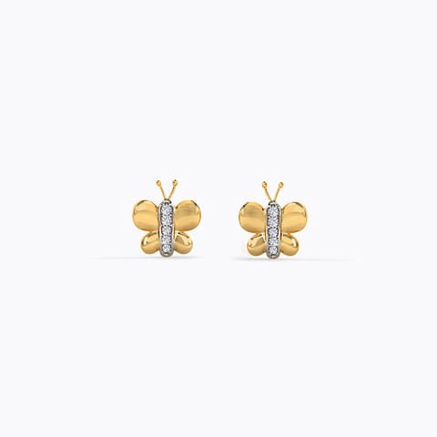 Tiny Butterfly Kids' Diamond Earrings Diamond Earrings 18 Karat Yellow Gold Tiny Butterfly Kids' Diamond Earrings