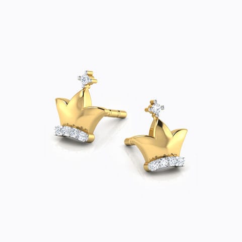 Elsa Tiara Kids' Diamond Earrings Diamond Earrings 18 Karat Yellow Gold Elsa Tiara Kids' Diamond Earrings