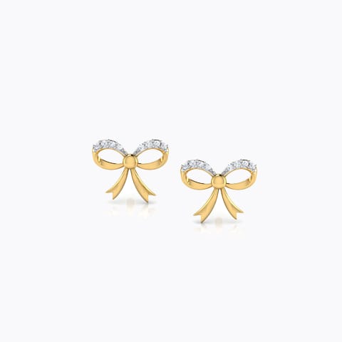 Jessy Bow Kids' Diamond Earrings Diamond Earrings 18 Karat Yellow Gold Jessy Bow Kids' Diamond Earrings