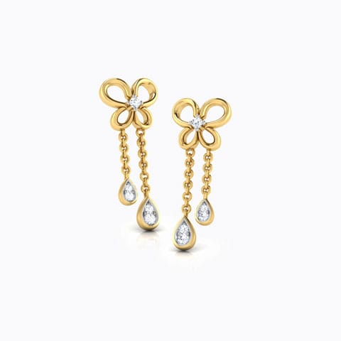 Butterfly Dew Kids' Diamond Earrings Diamond Earrings 18 Karat Yellow Gold Butterfly Dew Kids' Diamond Earrings