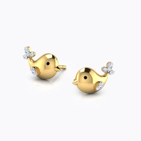 Birdy Kids' Diamond Earrings Diamond,Gemstone Earrings 18 Karat Yellow Gold Birdy Kids' Diamond Earrings