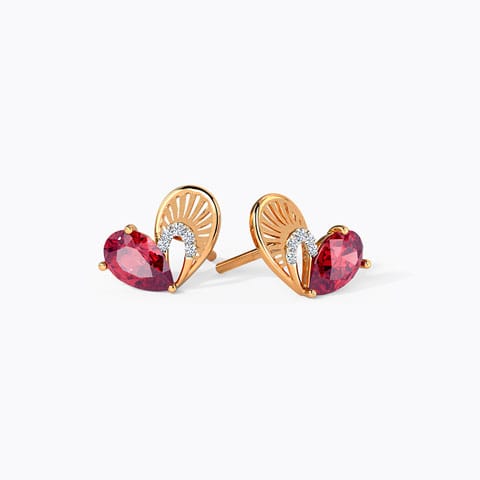 Esme Gemstone Stud Earrings Diamond,Gemstone Earrings 18 Karat Rose Gold Esme Gemstone Stud Earrings