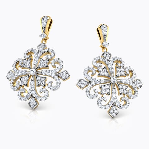 Nova Victorian Diamond Drop Earrings Diamond Earrings 18 Karat Yellow Gold Nova Victorian Diamond Drop Earrings