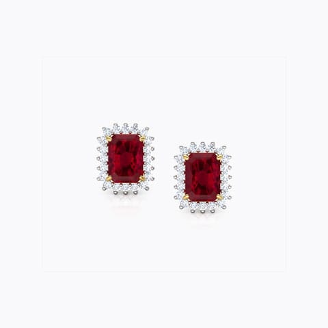 Haze Elegance Gemstone Stud Earrings Diamond,Gemstone Earrings 18 Karat Yellow Gold Haze Elegance Gemstone Stud Earrings