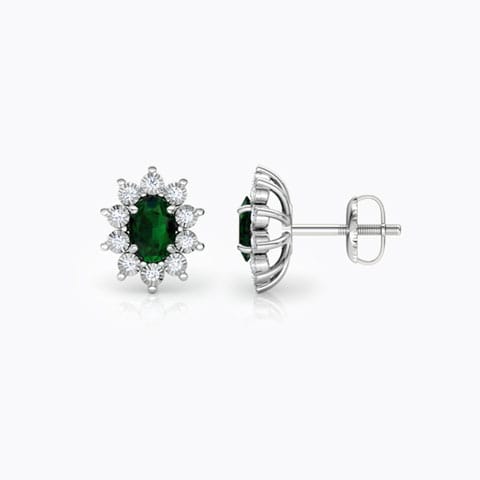 Royal Gemstone Stud Earrings Diamond,Gemstone Earrings 14 Karat White Gold Royal Gemstone Stud Earrings