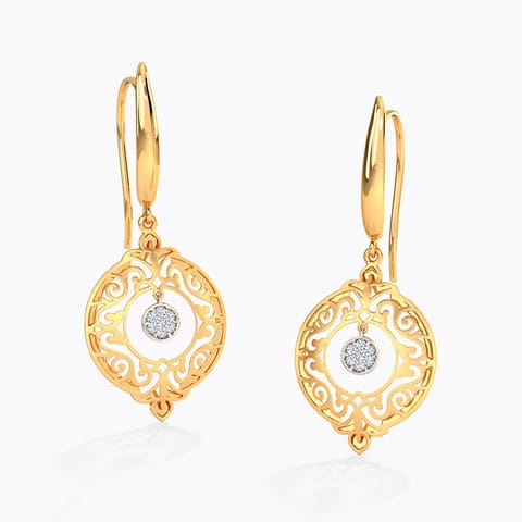 Evelyn Ornate Diamond Drop Earrings Diamond Earrings 18 Karat Two Tone Gold Evelyn Ornate Diamond Drop Earrings