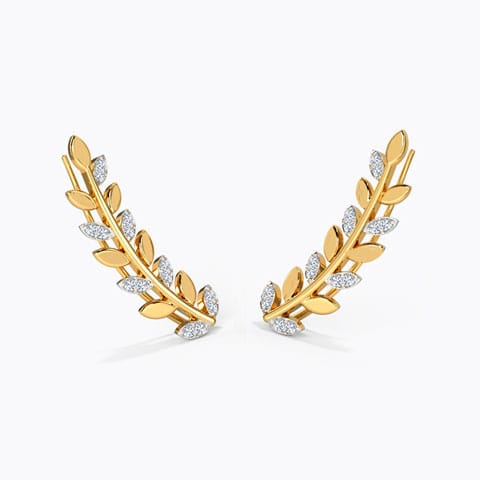 Ferna Shine Diamond Ear Cuffs Diamond Earrings 18 Karat Yellow Gold Ferna Shine Diamond Ear Cuffs