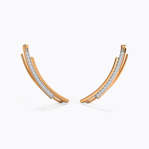 Curvy Flap Diamond Ear Cuffs Diamond Earrings 18 Karat Rose Gold Curvy Flap Diamond Ear Cuffs