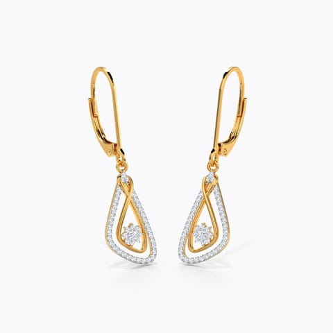 Triangular Diamond Drop Earrings Diamond Earrings 18 Karat Yellow Gold Triangular Diamond Drop Earrings