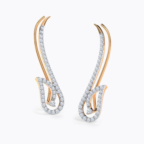 Fabi Leaf Diamond Ear Cuffs Diamond Earrings 18 Karat Rose Gold Fabi Leaf Diamond Ear Cuffs