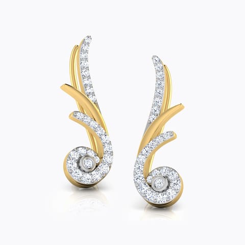 Cabe Swirl Diamond Ear Cuffs Diamond Earrings 18 Karat Yellow Gold Cabe Swirl Diamond Ear Cuffs