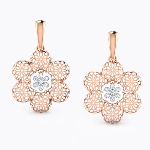 Tress Trellis Diamond Drop Earrings Diamond Earrings 14 Karat Two Tone Gold Tress Trellis Diamond Drop Earrings