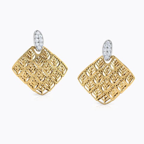 Joe Trellis Diamond Stud Earrings Diamond Earrings 14 Karat Two Tone Gold Joe Trellis Diamond Stud Earrings