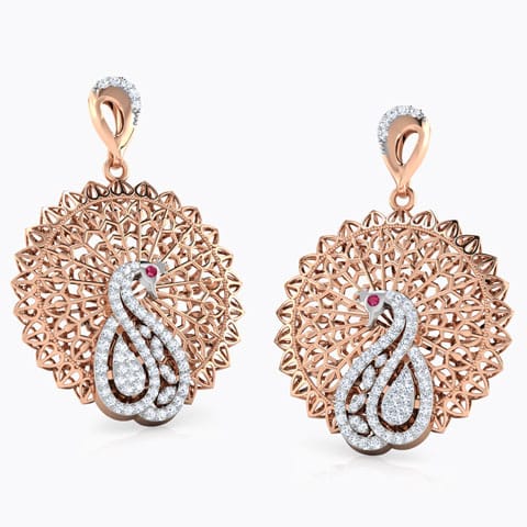 Elegance Trellis Gemstone Drop Earrings Diamond,Gemstone Earrings 18 Karat Rose Gold Elegance Trellis Gemstone Drop Earrings