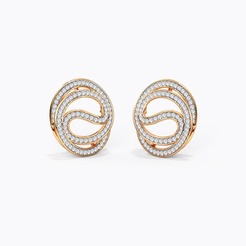 Swish Diamond Stud Earrings Diamond Earrings 18 Karat Rose Gold Swish Diamond Stud Earrings