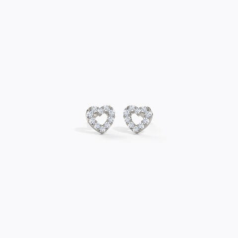 Fine Heart Diamond Stud Earrings Diamond Earrings 18 Karat White Gold Fine Heart Diamond Stud Earrings