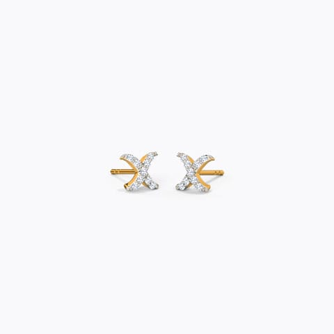 Cross Diamond Stud Earrings Diamond Earrings 18 Karat Yellow Gold Cross Diamond Stud Earrings