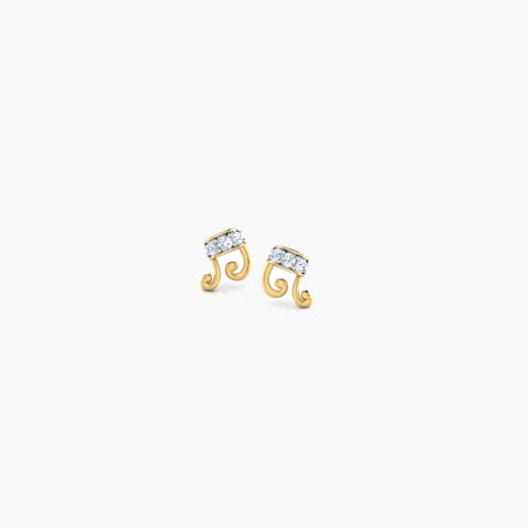 Musical Beam Diamond Stud Earrings Diamond Earrings 18 Karat Yellow Gold Musical Beam Diamond Stud Earrings