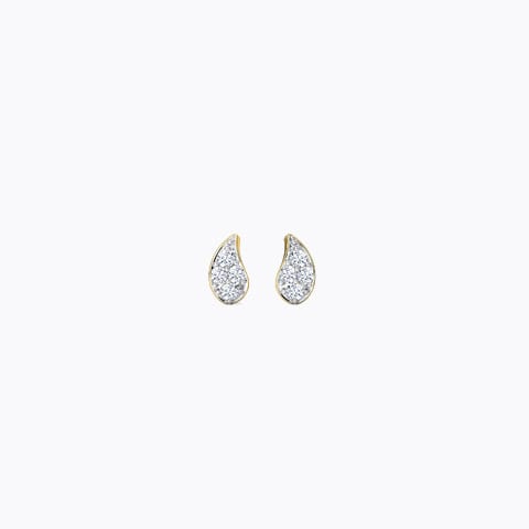 Frond Diamond Stud Earrings Diamond Earrings 18 Karat Yellow Gold Frond Diamond Stud Earrings