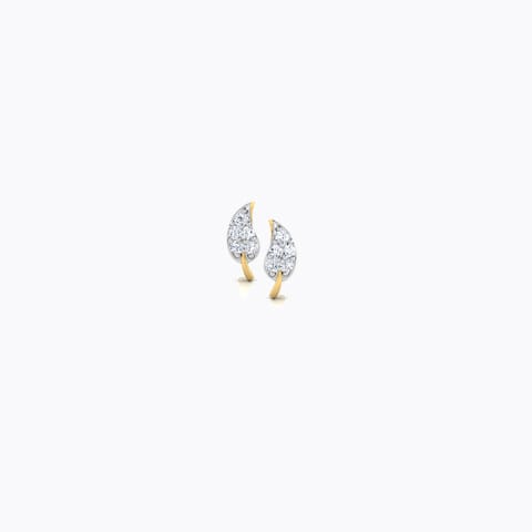 Leaflet Diamond Stud Earrings Diamond Earrings 18 Karat Yellow Gold Leaflet Diamond Stud Earrings
