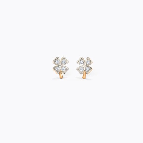 Clover Petal Diamond Stud Earrings Diamond Earrings 18 Karat Rose Gold Clover Petal Diamond Stud Earrings