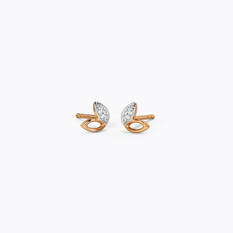 Waterleaf Diamond Stud Earrings Diamond Earrings 18 Karat Rose Gold Waterleaf Diamond Stud Earrings