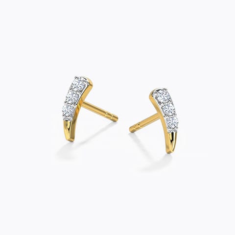 Arch Multi Pierced Diamond Stud Earrings Diamond Earrings 18 Karat Yellow Gold Arch Multi Pierced Diamond Stud Earrings